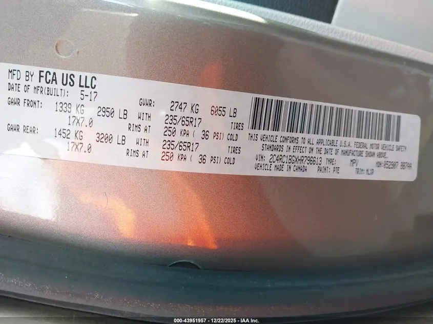 2017 CHRYSLER PACIFICA TOURING-L