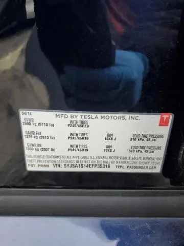 2014 TESLA MODEL S   