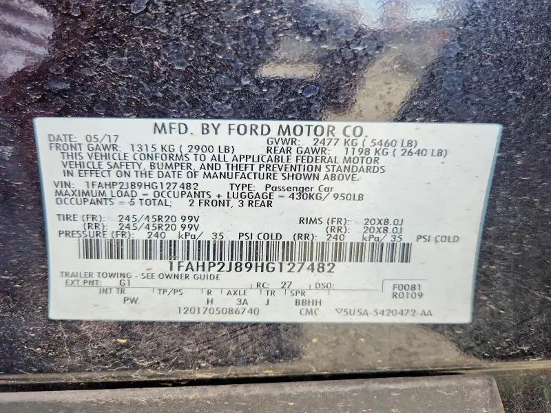 2017 FORD TAURUS LIMITED  