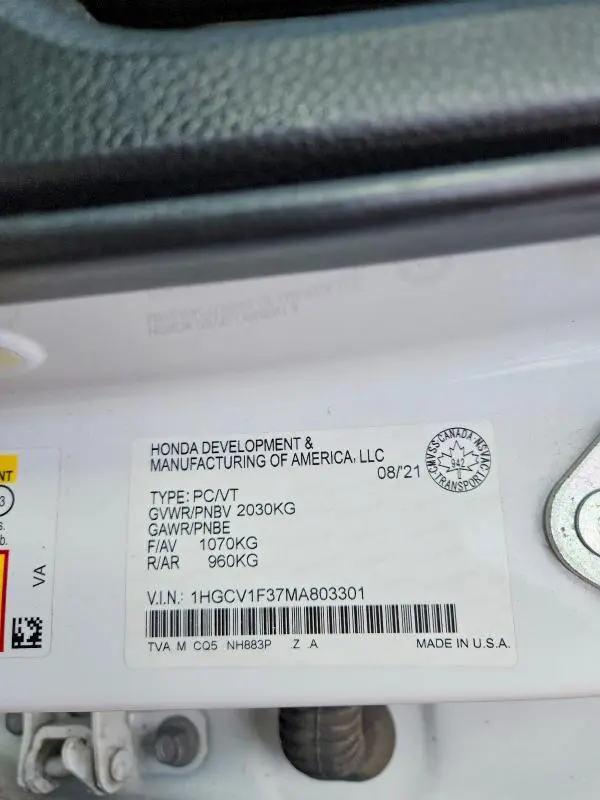 2021 HONDA ACCORD SPORT  