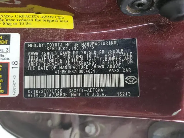 2013 TOYOTA AVALON BASE  