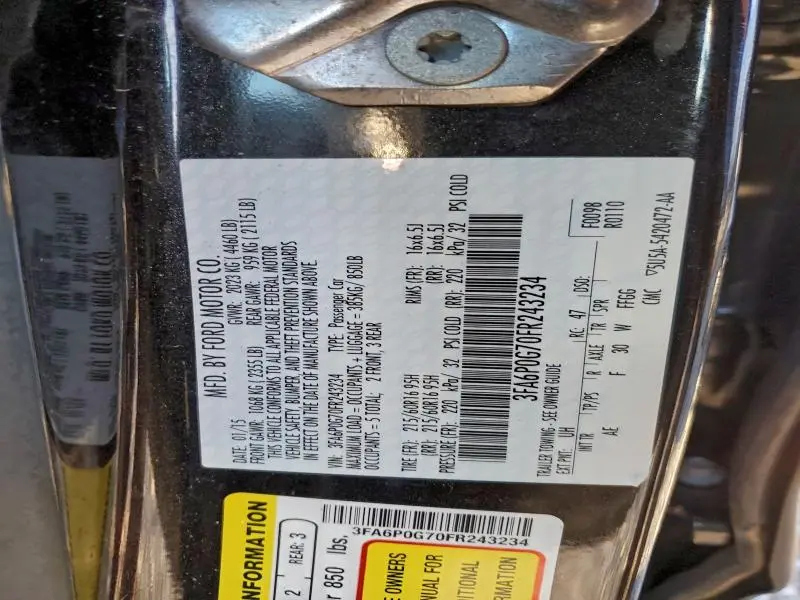 2015 FORD FUSION S  