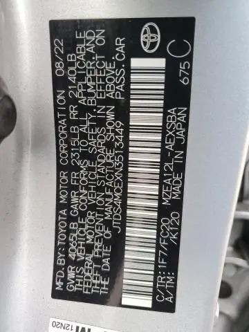 2022 TOYOTA COROLLA SE  