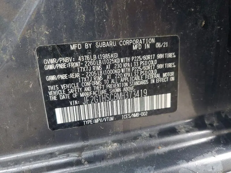 2021 SUBARU CROSSTREK SPORT  