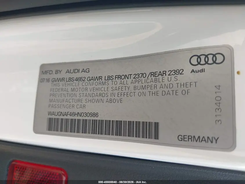 2017 AUDI A4 PREMIUM