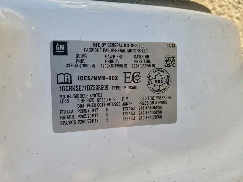 2013 CHEVROLET SILVERADO K1500 LT  