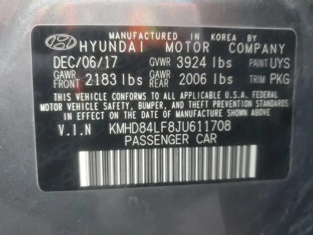 2018 HYUNDAI ELANTRA SEL  
