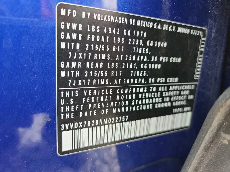 2022 VOLKSWAGEN TAOS S  