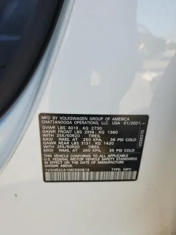 2021 VOLKSWAGEN ATLAS SE  