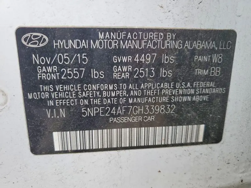 2016 HYUNDAI SONATA SE  