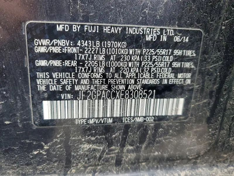 2014 SUBARU CROSSTREK LIMITED  