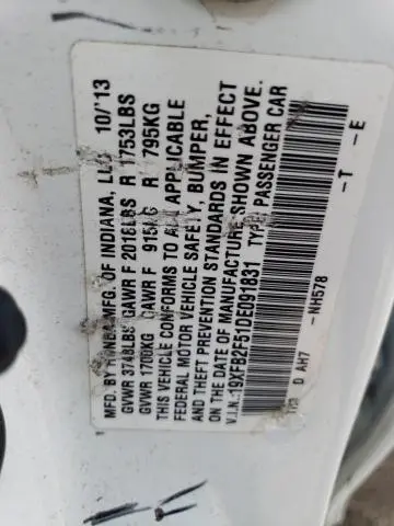 2013 HONDA CIVIC LX  