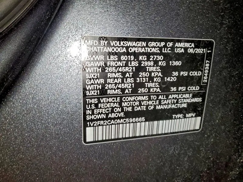 2021 VOLKSWAGEN ATLAS SEL PREMIUM R-LINE  