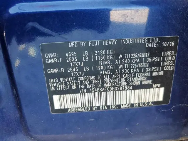 2017 SUBARU OUTBACK 2.5I PREMIUM  