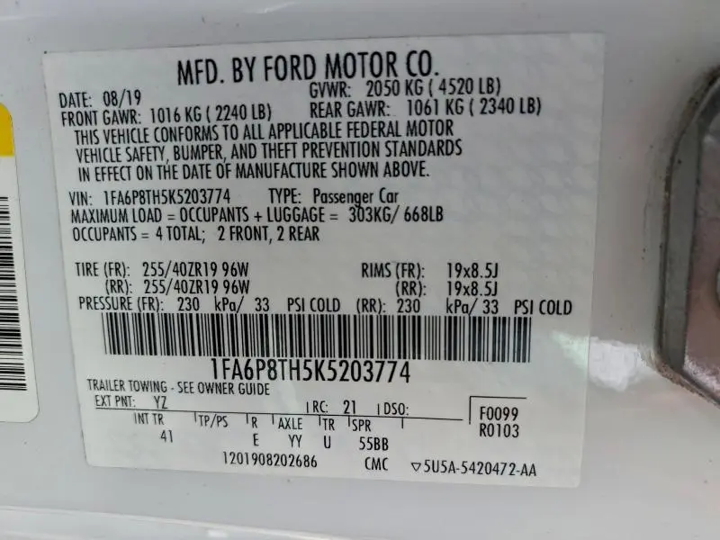 2019 FORD MUSTANG   