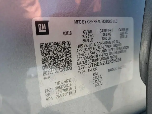 2018 CHEVROLET COLORADO   