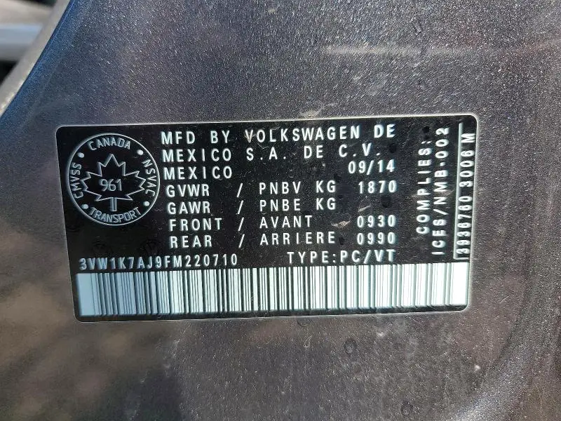 2015 VOLKSWAGEN JETTA BASE  
