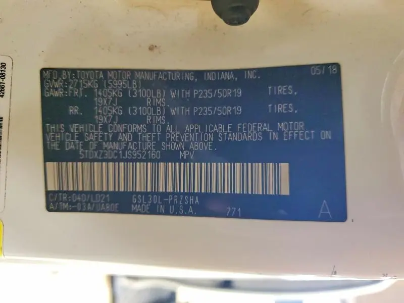 2018 TOYOTA SIENNA SE 8-PASSENGER  