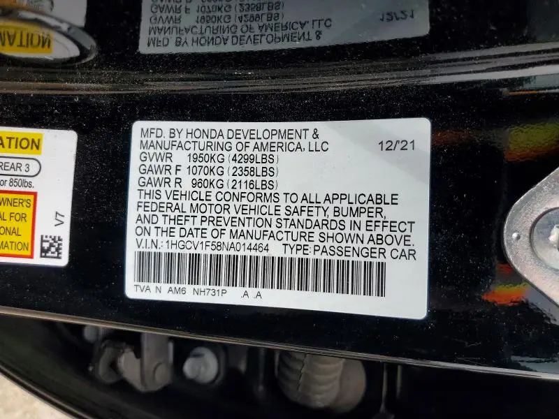2022 HONDA ACCORD EXL  