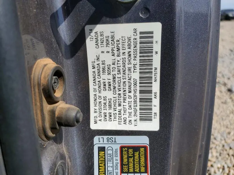 2015 HONDA CIVIC LX  