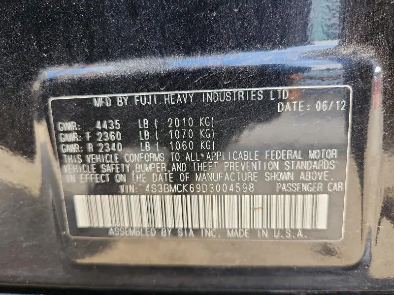 2013 SUBARU LEGACY 2.5I LIMITED  