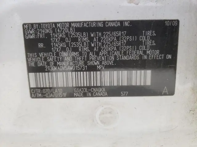 2010 TOYOTA RAV4 LIMITED  