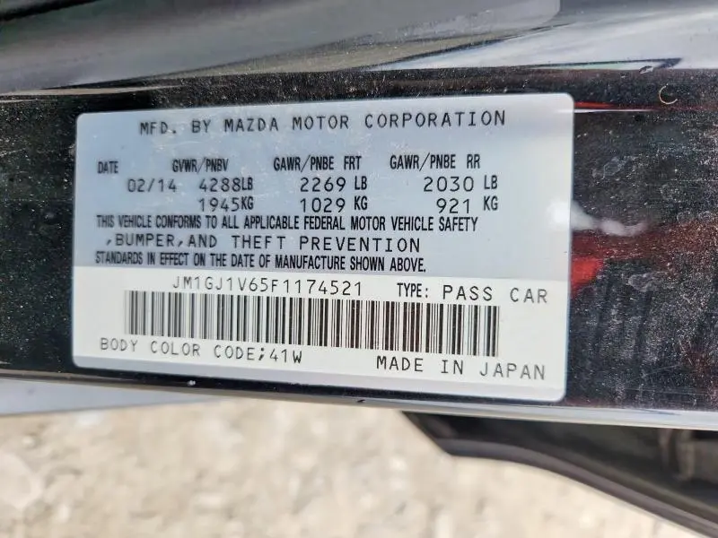 2015 MAZDA 6 TOURING  