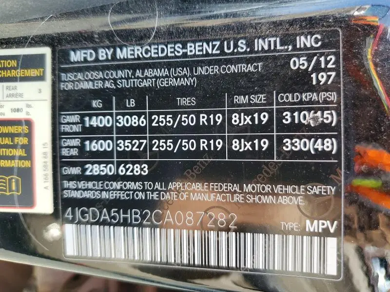 2012 MERCEDES-BENZ ML 350 4MATIC  