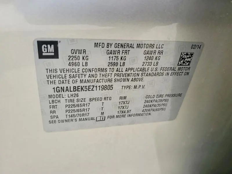 2014 CHEVROLET EQUINOX LT  