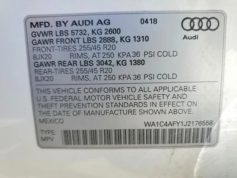 2018 AUDI SQ5 PRESTIGE  
