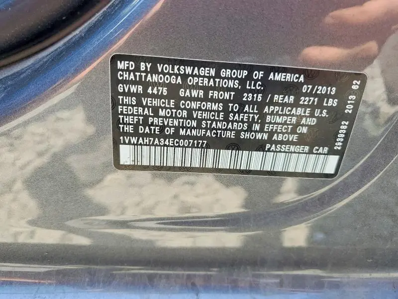 2014 VOLKSWAGEN PASSAT S  