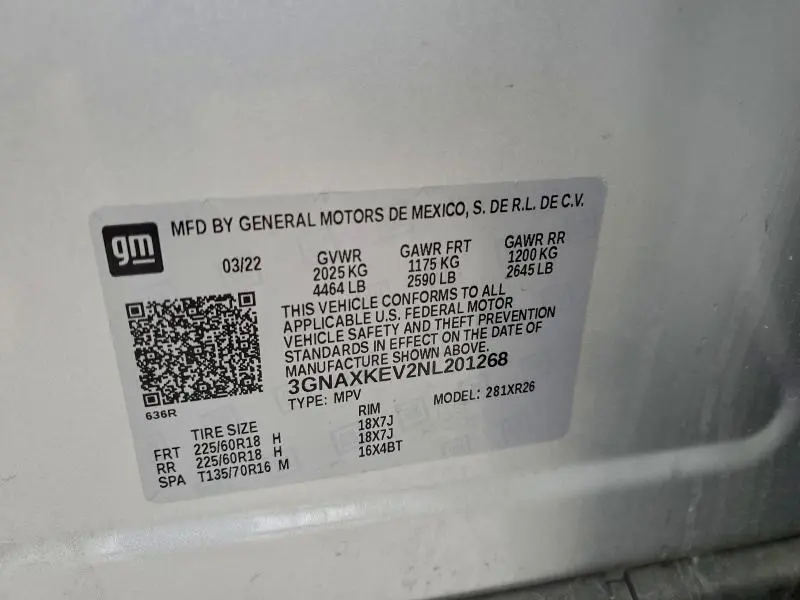 2022 CHEVROLET EQUINOX LT  