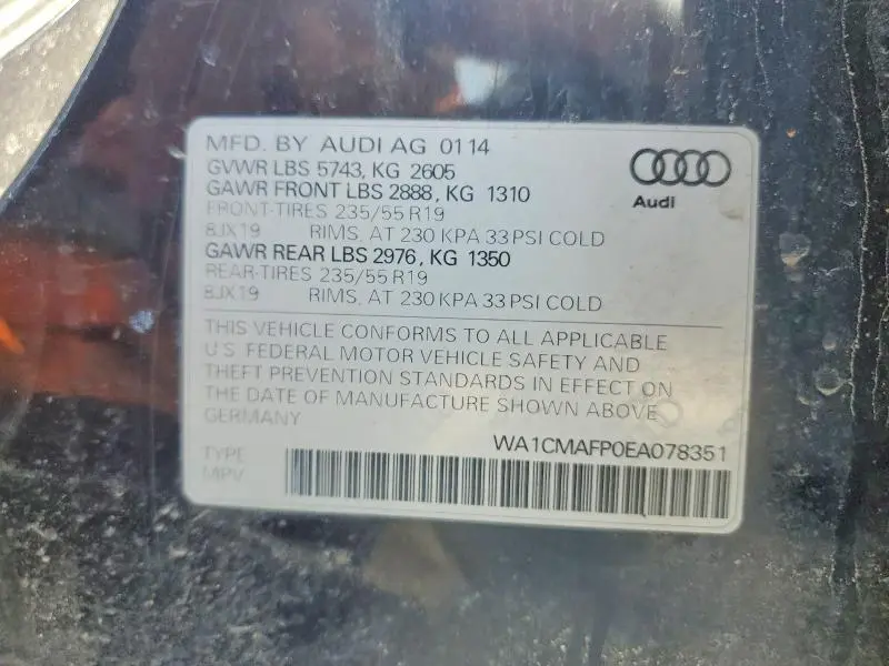 2014 AUDI Q5 TDI PREMIUM PLUS  