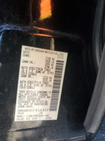 2012 NISSAN FRONTIER S  