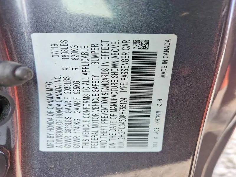 2019 HONDA CIVIC SI  