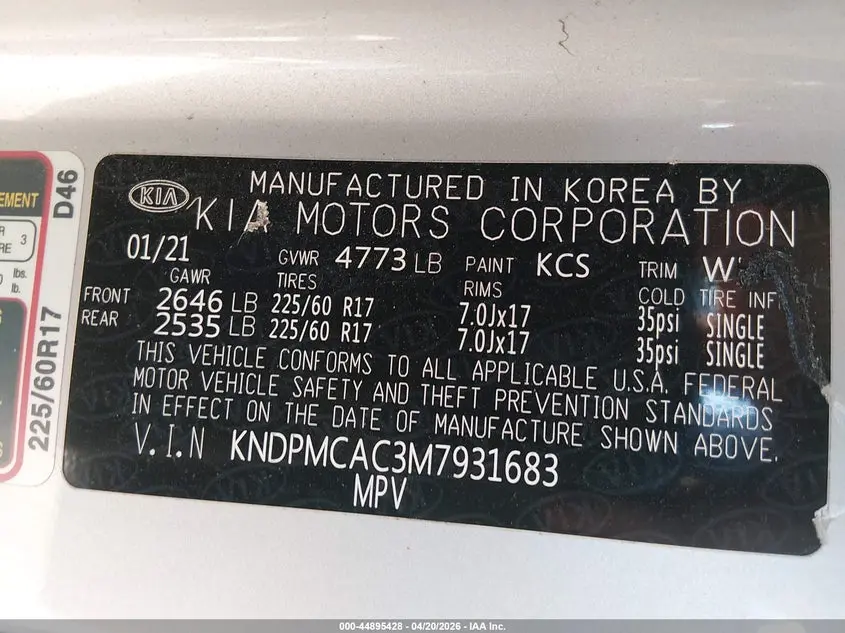 2021 KIA SPORTAGE LX