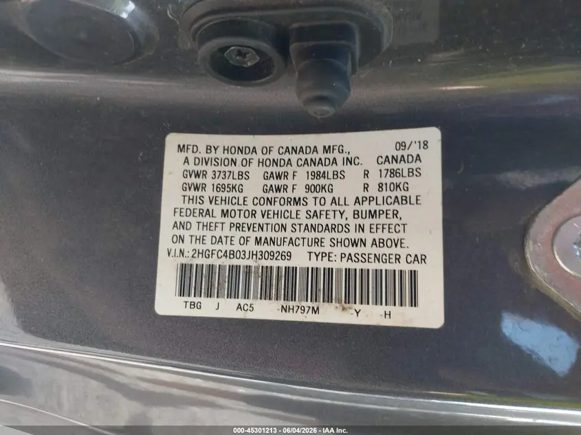 2018 HONDA CIVIC LX-P