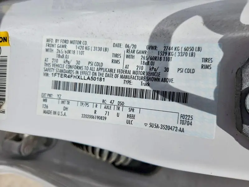 2020 FORD RANGER XL  