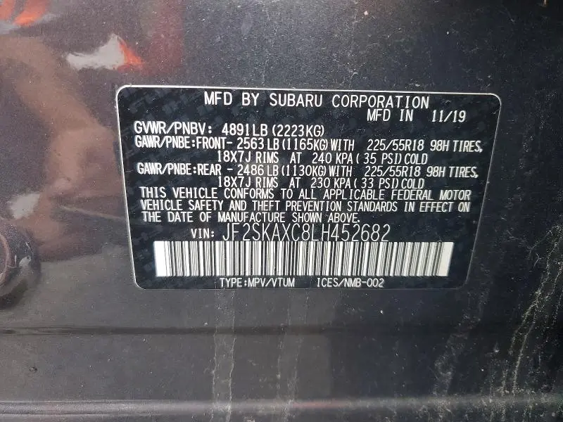 2020 SUBARU FORESTER TOURING  