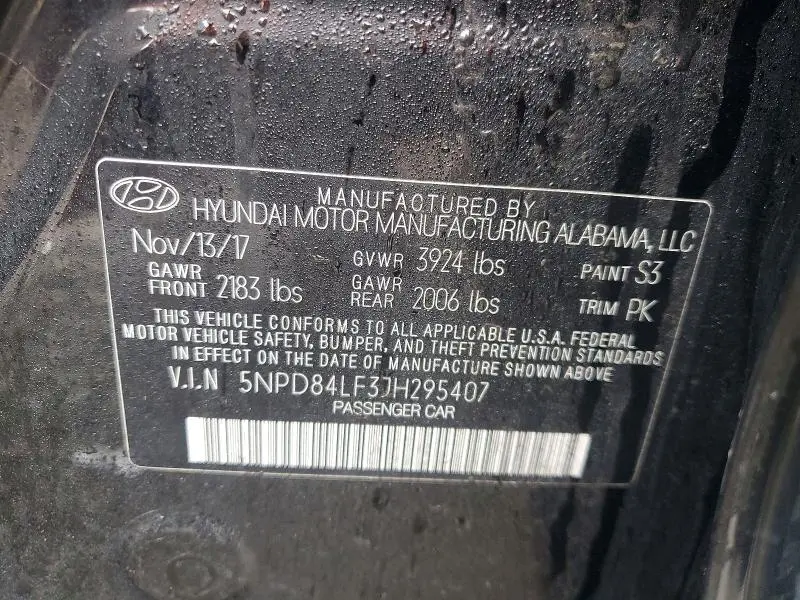 2018 HYUNDAI ELANTRA SEL  