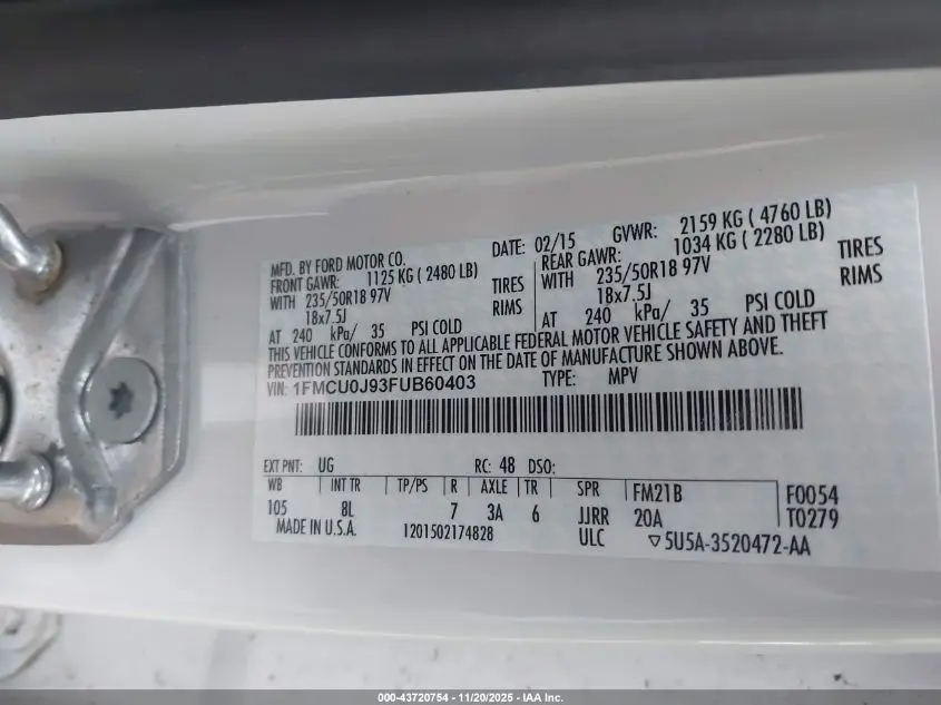 2015 FORD ESCAPE TITANIUM