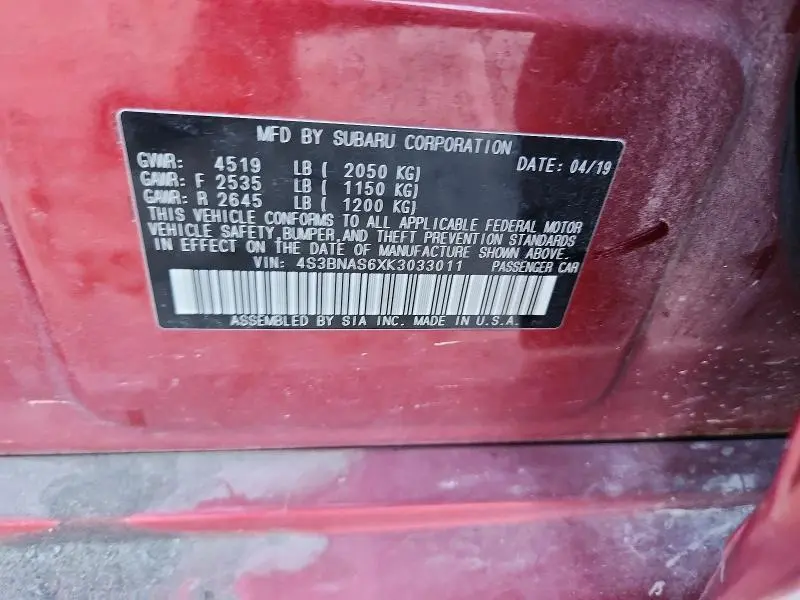 2019 SUBARU LEGACY SPORT  
