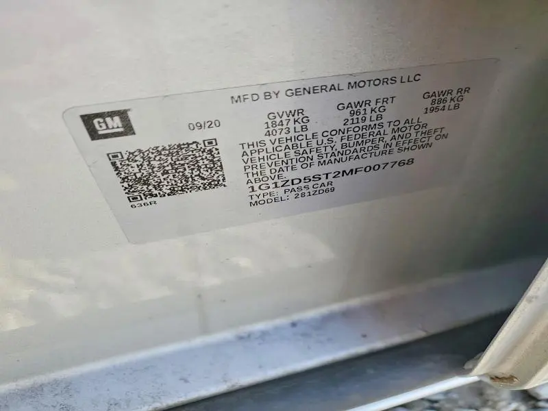 2021 CHEVROLET MALIBU LT  