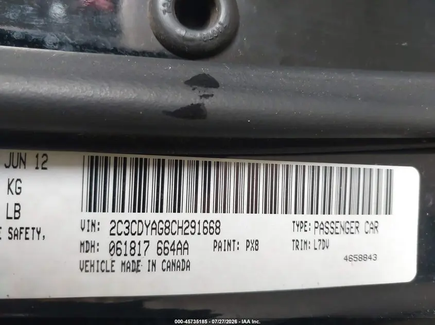 2012 DODGE CHALLENGER SXT