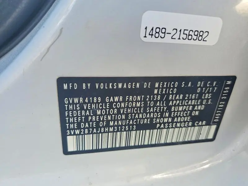 2017 VOLKSWAGEN JETTA S  