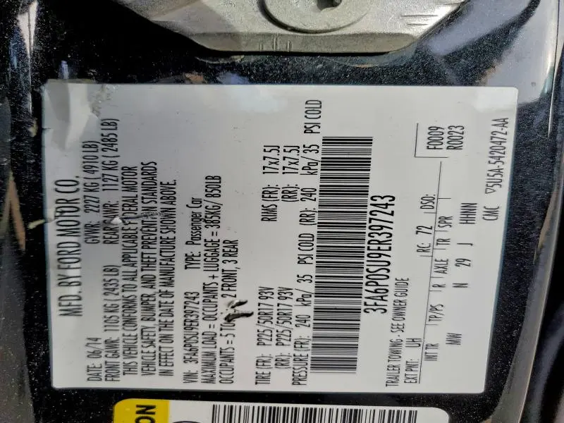 2014 FORD FUSION TITANIUM PHEV  