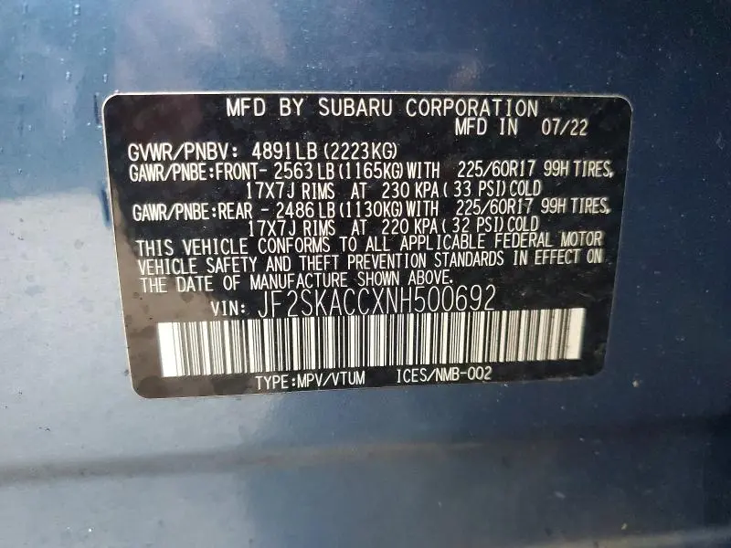 2022 SUBARU FORESTER   