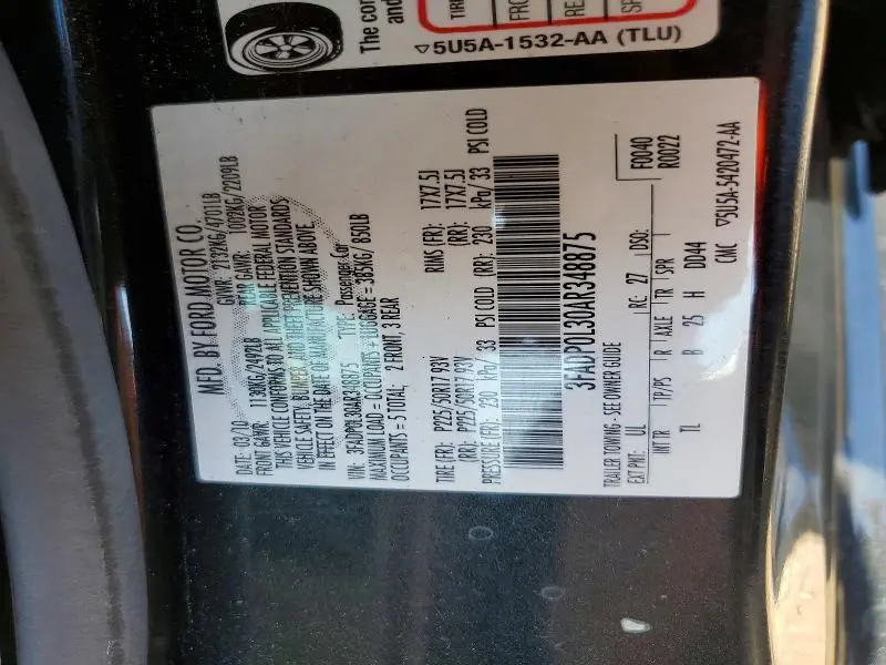 2010 FORD FUSION HYBRID  