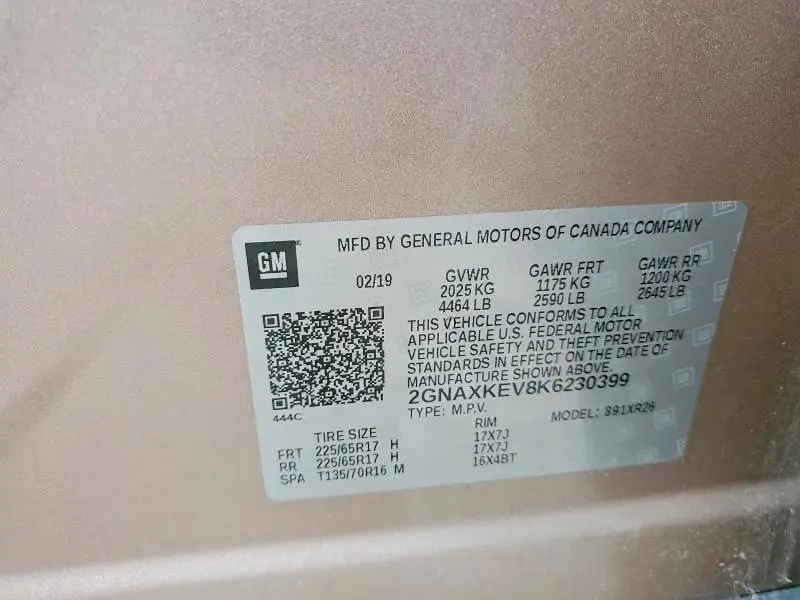 2019 CHEVROLET EQUINOX LT  