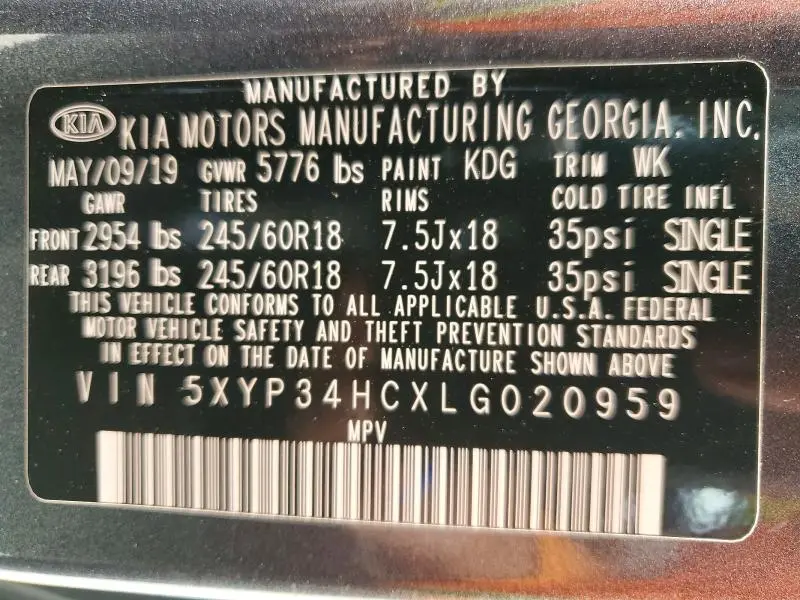 2020 KIA TELLURIDE EX  